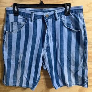 Men's Y2K Wrangler Striped Jean Shorts 34 Retro Western Americana